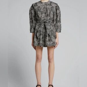 SEA Women's Black Calla Cheetah-Print Belted Tunic Dress Size 8